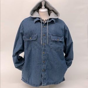 90’s hooded fleece lined denim shirt. Mens large 42-44